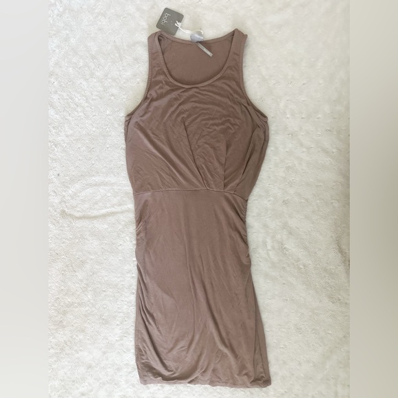 NWT- BOBI Side Ruched Tank Dress / Hazelnut - Picture 3 of 10